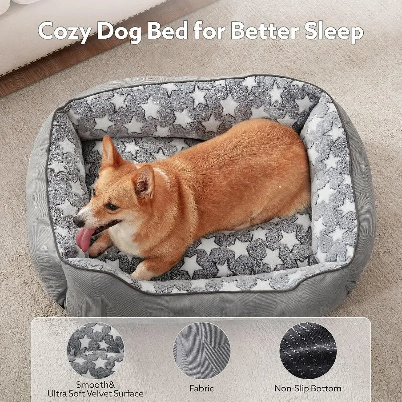 Rectangle Orthopedic Dog Bed - Calming & Washable for Small Dogs