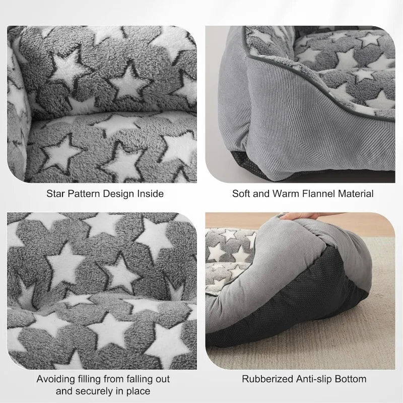 Rectangle Orthopedic Dog Bed - Calming & Washable for Small Dogs